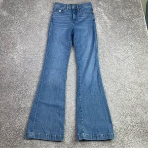 Express Jeans Women's 2 Blue Flare High Rise Medium Wash Denim Stretch